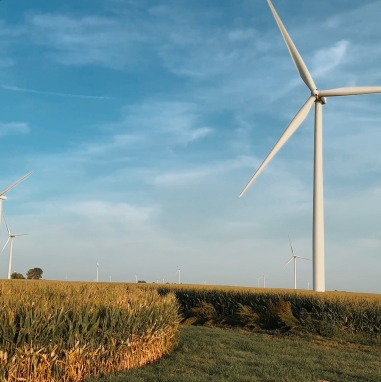 Windenergieanlage in landwirtschaftlicher Umgebung